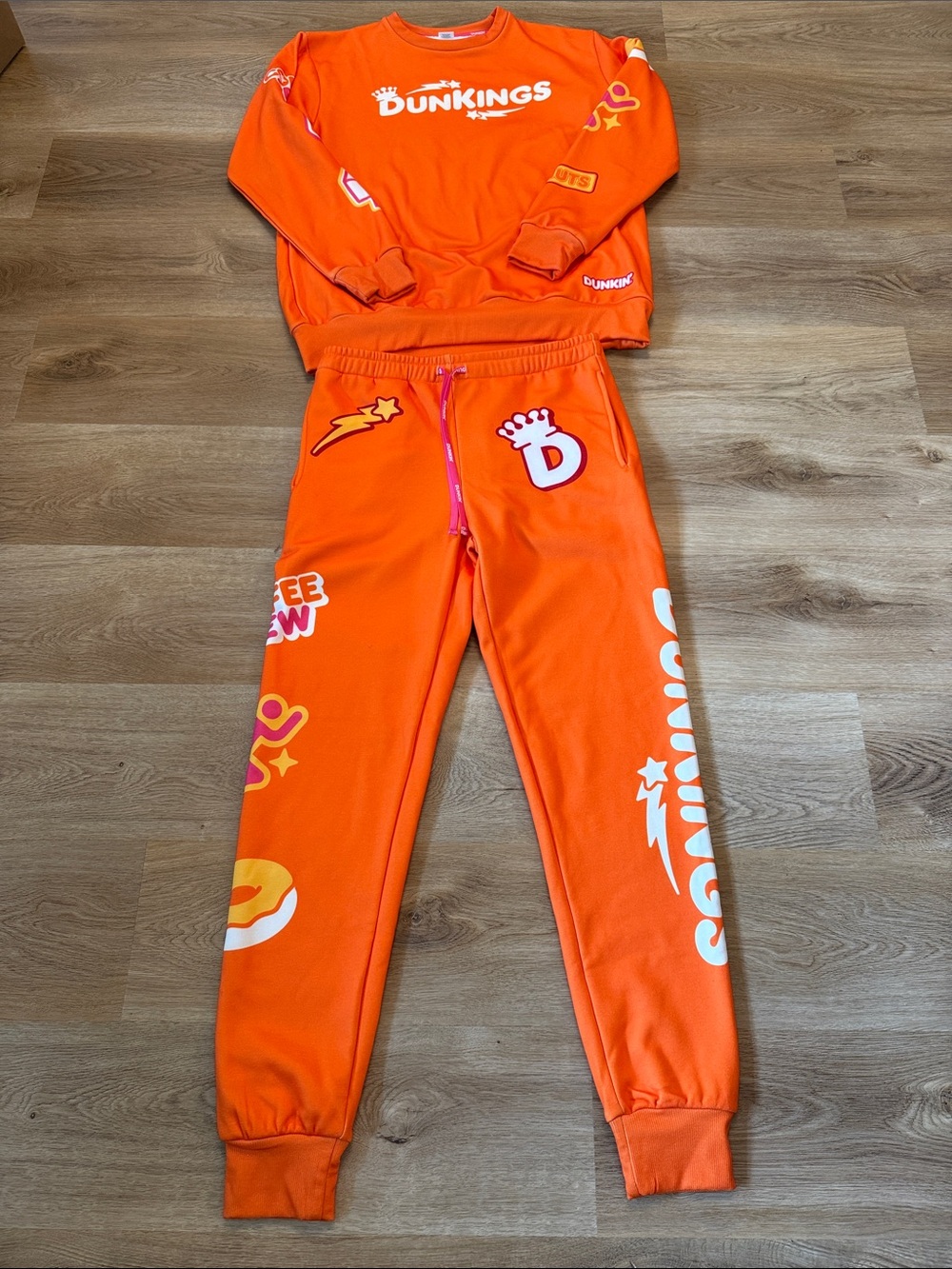 Dunkin Donuts Dunkings Orange Logo Track Joggers - Athletic Joggers Medium